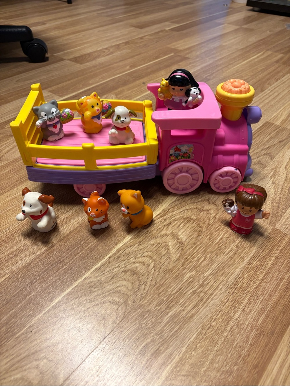 Fisher-Price little people Pink and Yellow Play Train with Animal & Doll Figures